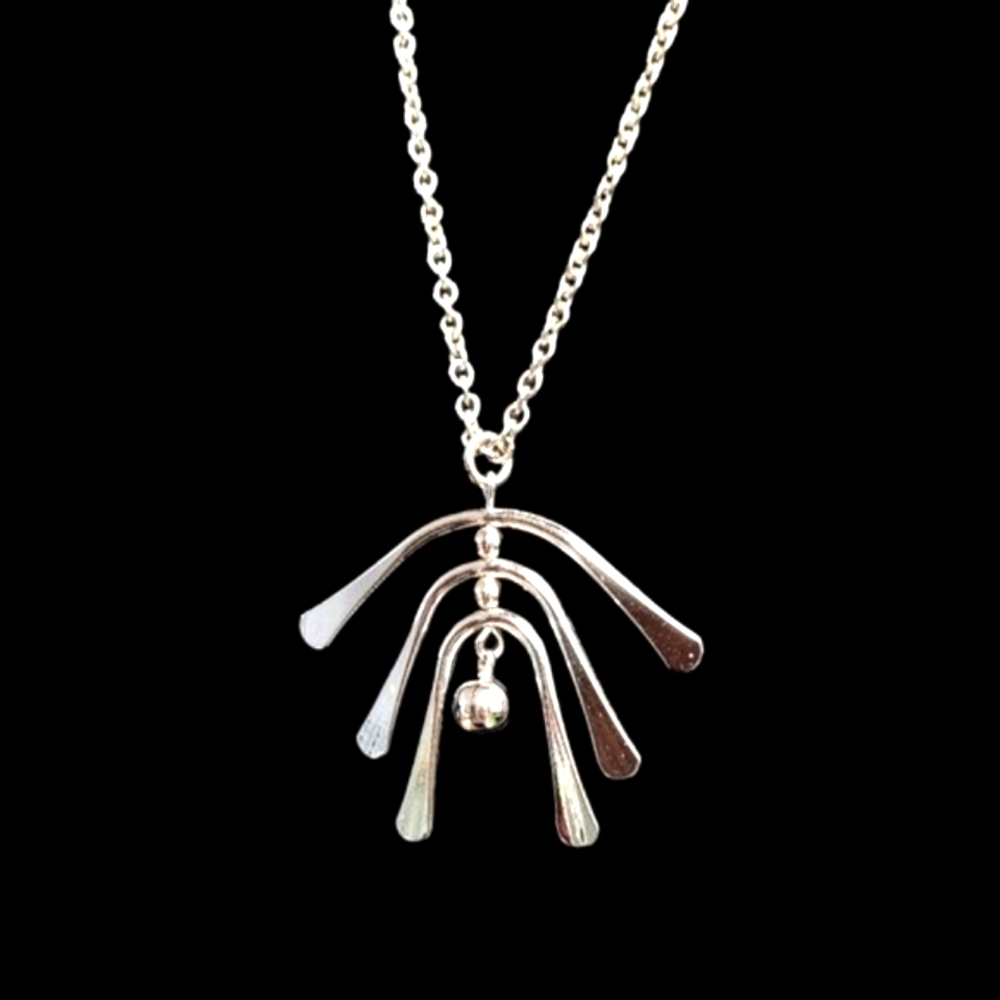 Silver Toned Unique Vintage Multi-Tier Pendant Necklace